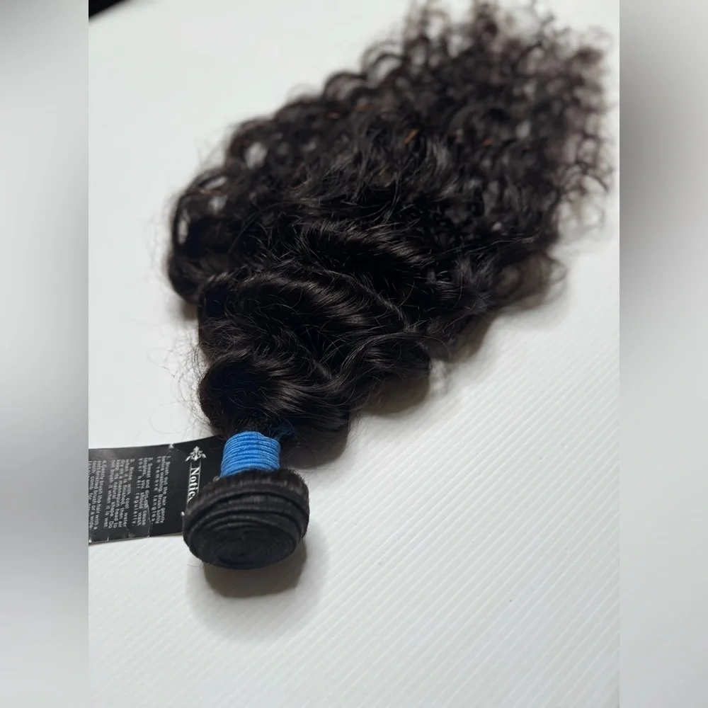 24” Deep Wave Human hair Extensions Natural Black Bundle